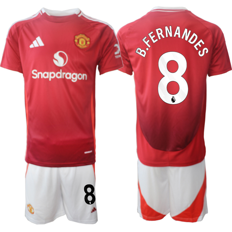 Men 2024-2025 Club Manchester United home Red #8 Soccer Jersey